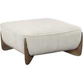 Charleston Oversized Ottoman in Channel Tufted Beige Velvet & Gray Oak